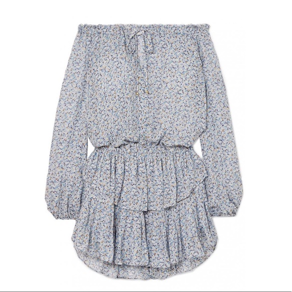 LoveShackFancy Popover Dress Blue Floral - Picture 7 of 14